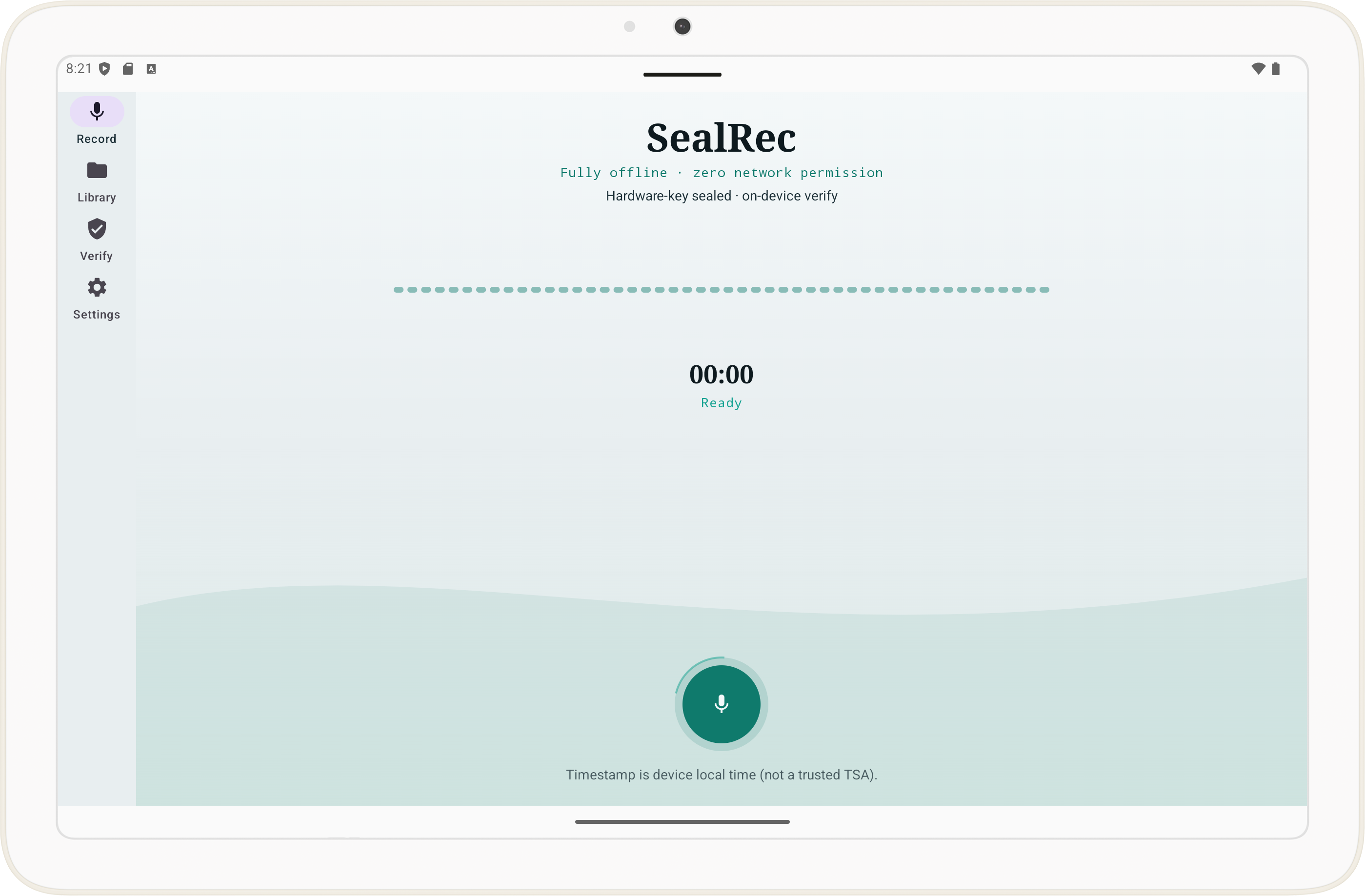 SealRec recording screen
